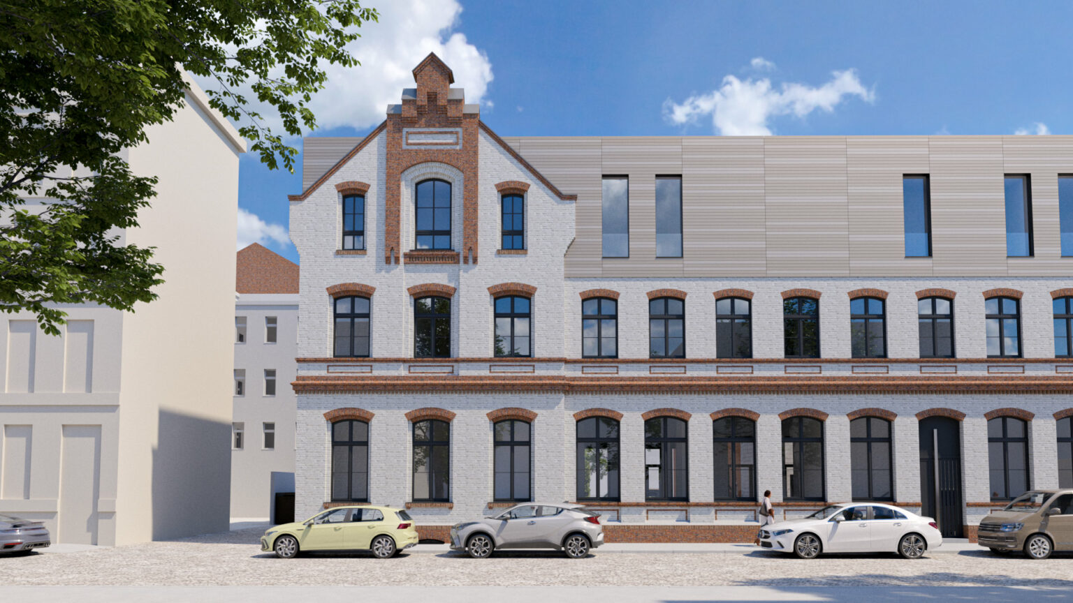 Erweiterung eines historischen Garnisonsgebäudes um ein Penthouse mit Metallfassade ein Entwurf der Sattler+Täger Architekten GmbH