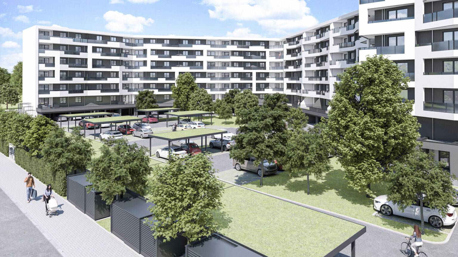 Wohnen im Luisencarré in Magdeburg mit Büroflächen und Tagespflege und parken im Grünen ein Entwurf der Sattler+Täger Architekten GmbH