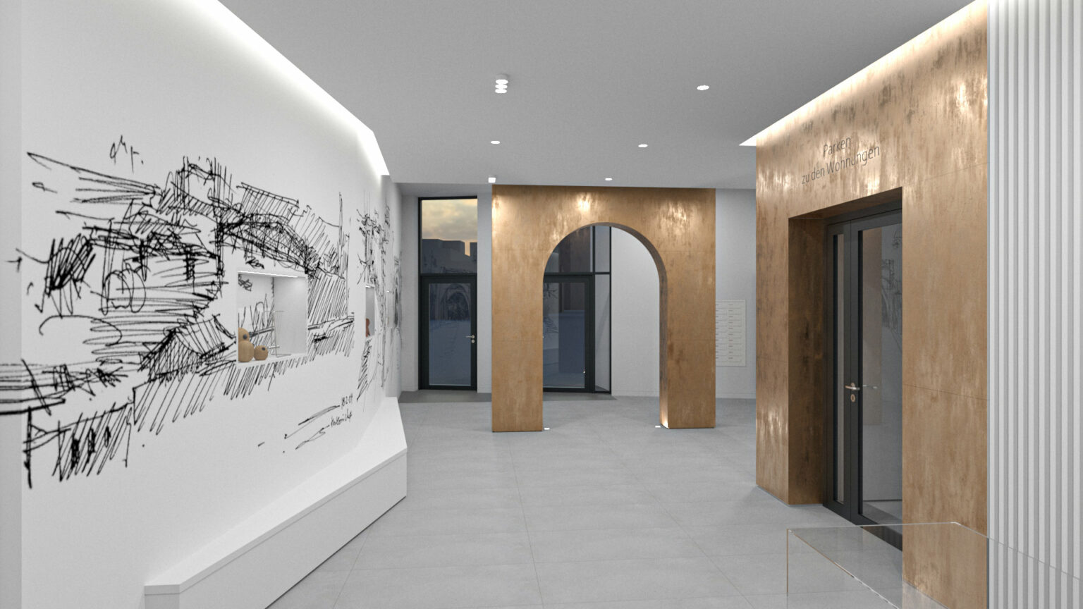 Wohnen im Luisencarré in Magdeburg mit einem Foyer im Turm ein Entwurf der Sattler+Täger Architekten GmbH