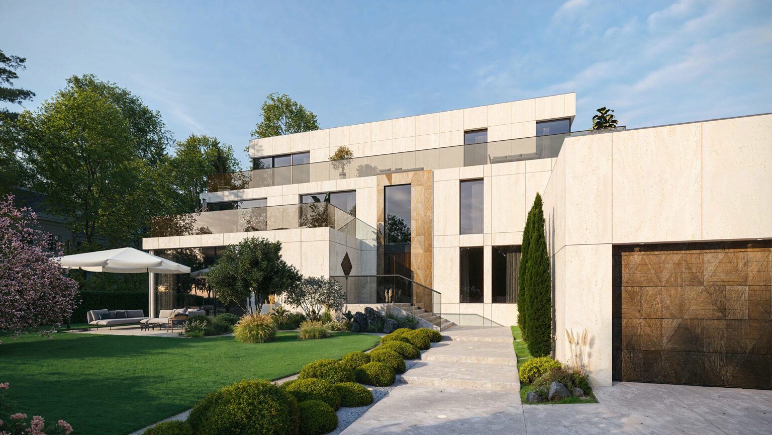 Villa Tannenberg Zuwegung und Garagenzufahrt